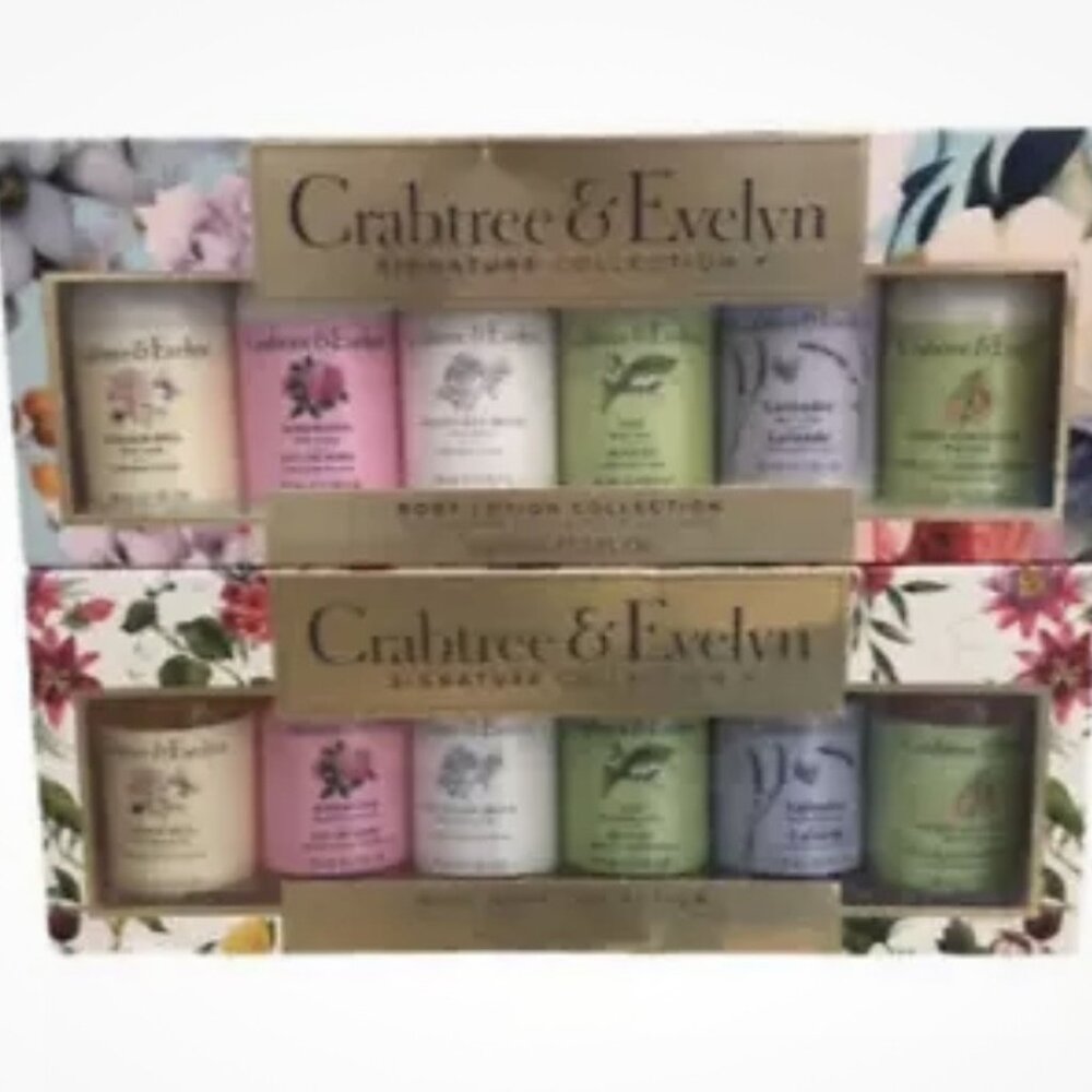 12 pc Crabtree & Evelyn Signature Collection Body Wash & Lotion 2 Boxes of 6 New